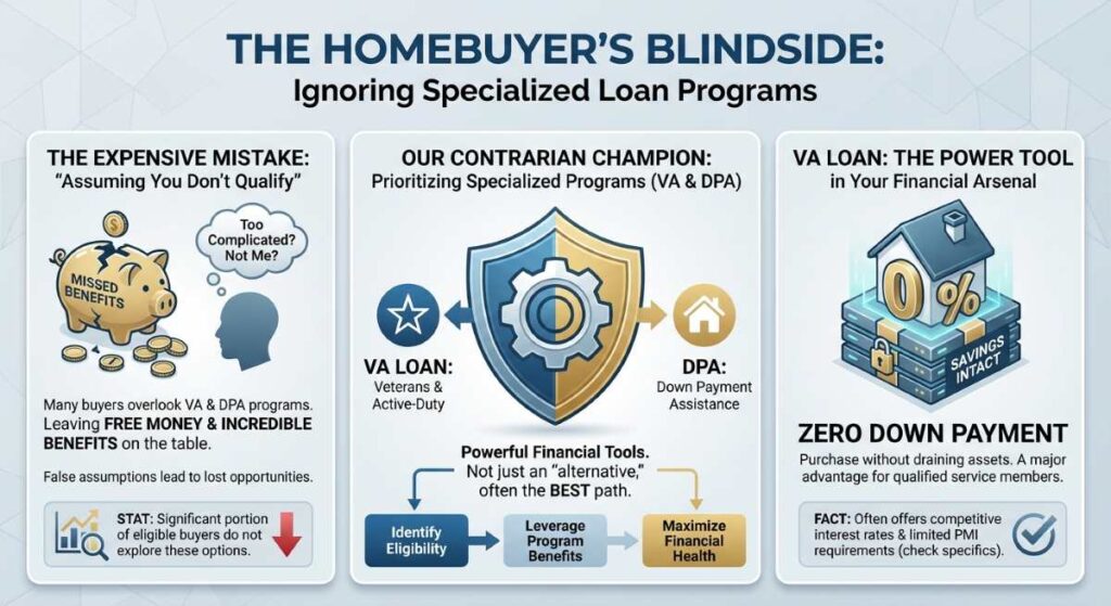 Ignoring VA Loans and Down Payment Assistance