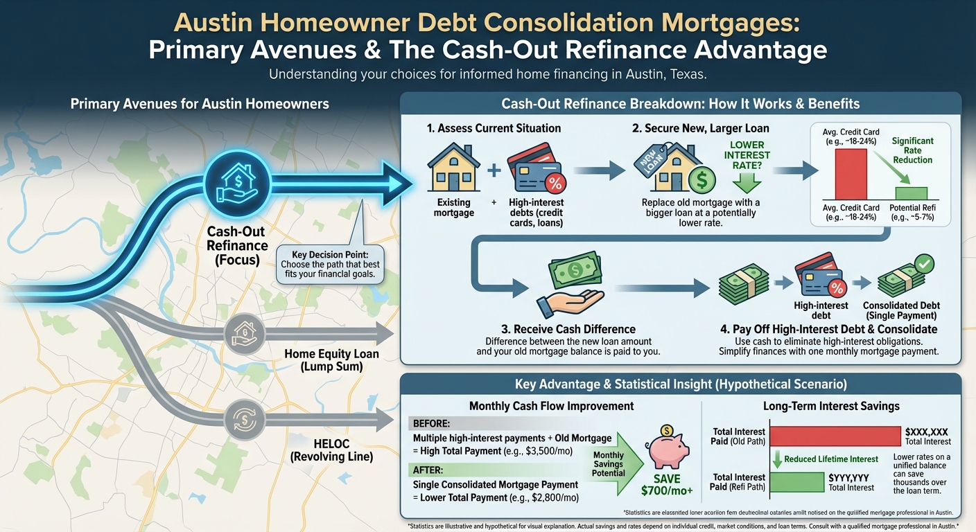 Create a professional infographic about this content. Context: When considering a debt consolidation