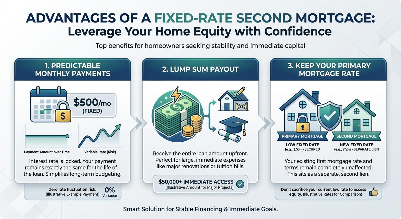 Create a professional infographic about this content. Context: Choosing a fixed-rate second mortgage