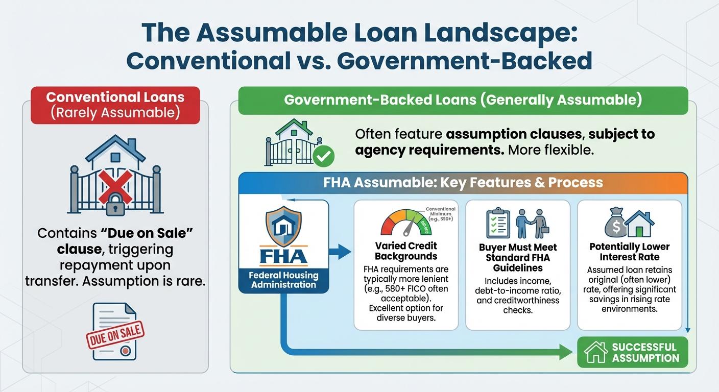 Create a professional infographic about this content. Context: Conventional loans rarely offer assum